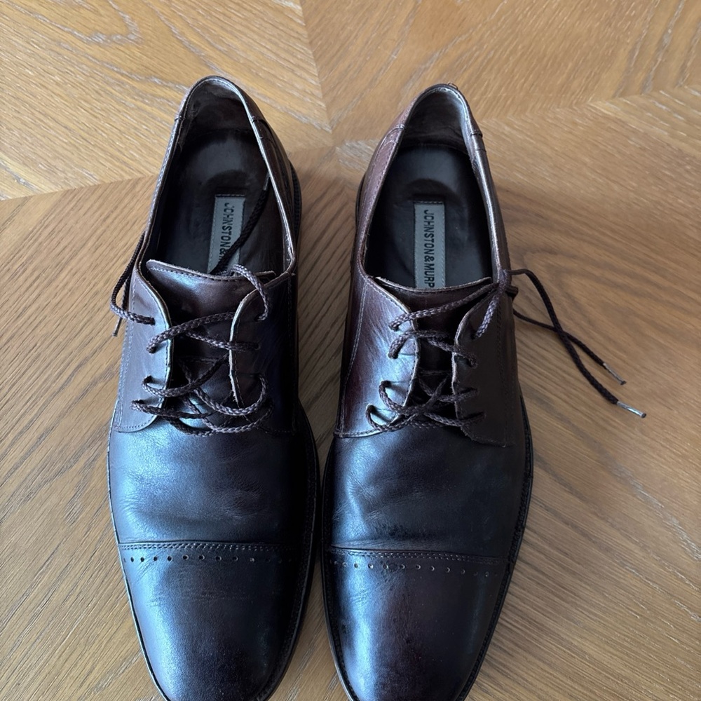 Johnston & Murphy Dark Brown Cap-Toe Derby Shoes